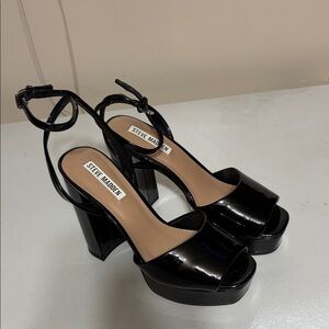 Steve Madden Glossy Black Platform Sandals